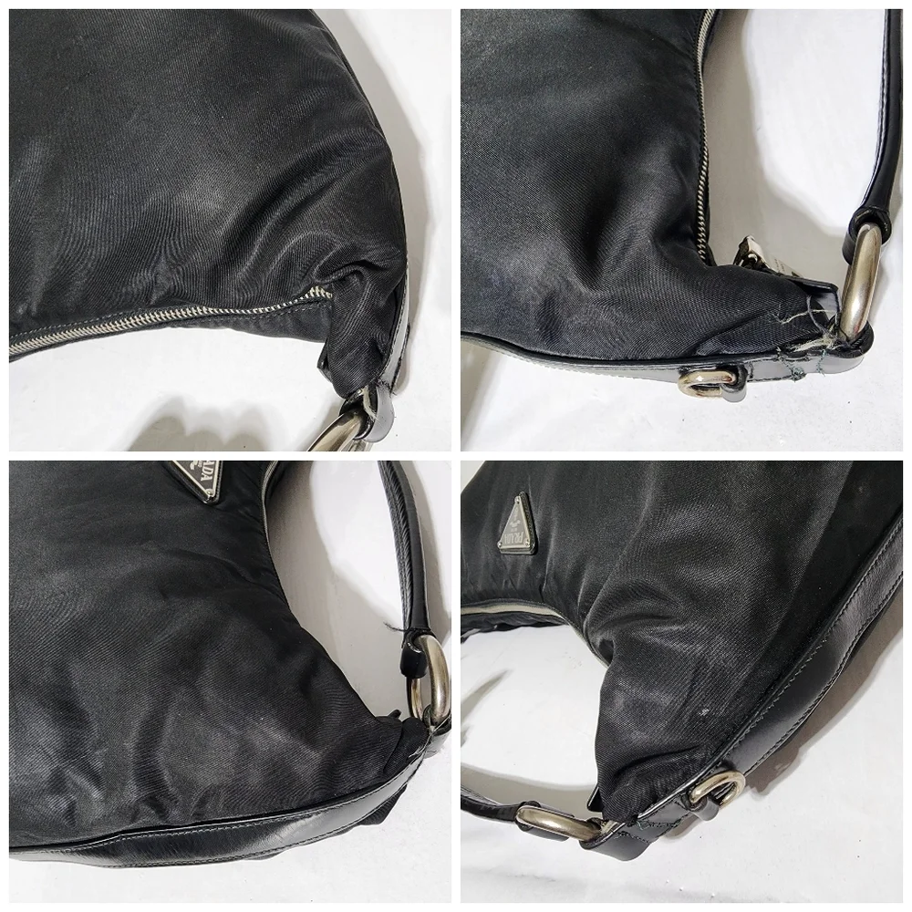 PRADA Tessuto Nylon Saffiano Sacca Shoulder Bag Black